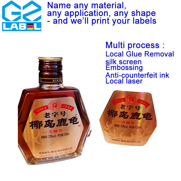 Các nhãn tự dán tùy chỉnh trên một cuộn cho Wine Bottle label sticker manufacturer