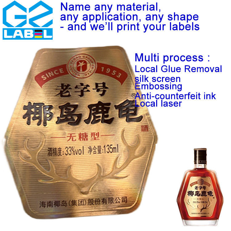 Các nhãn tự dán tùy chỉnh trên một cuộn cho Wine Bottle label sticker manufacturer