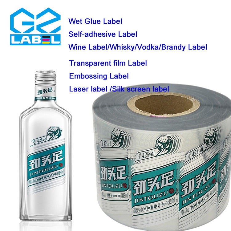 Giấy dán in rõ ràng cho nhãn chai rượu có thiết kế và hình dạng tùy chỉnh
